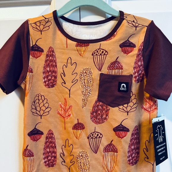 NWT Rags Short Sleeve Pocket Romper Pinecone Party 3-4Y - Picture 2 of 3